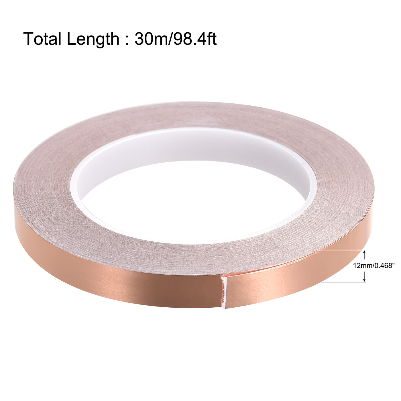 uxcell Uxcell Single-Sided Conductive Tape Copper Foil Tape 12mm x 30m/98.4ft 1pcs