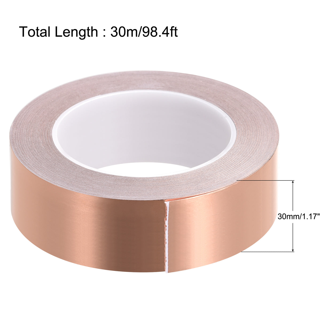 uxcell Uxcell Single-Sided Conductive Tape Copper Foil Tape 30mm x 30m/98.4ft 1pcs