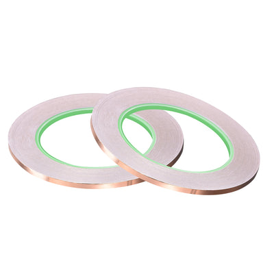 uxcell Uxcell Double-Sided Conductive Tape Copper Foil Tape 3mm x 30m/98.4ft 2pcs