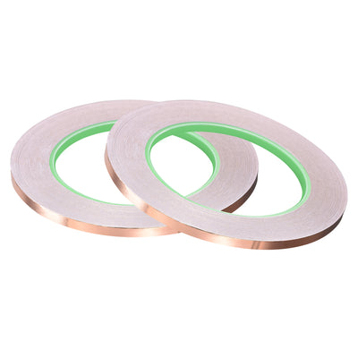 uxcell Uxcell Double-Sided Conductive Tape Copper Foil Tape 5mm x 30m/98.4ft 2pcs