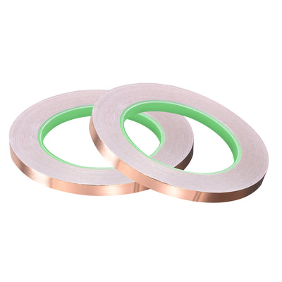 uxcell Uxcell Double-Sided Conductive Tape Copper Foil Tape 8mm x 30m/98.4ft 2pcs