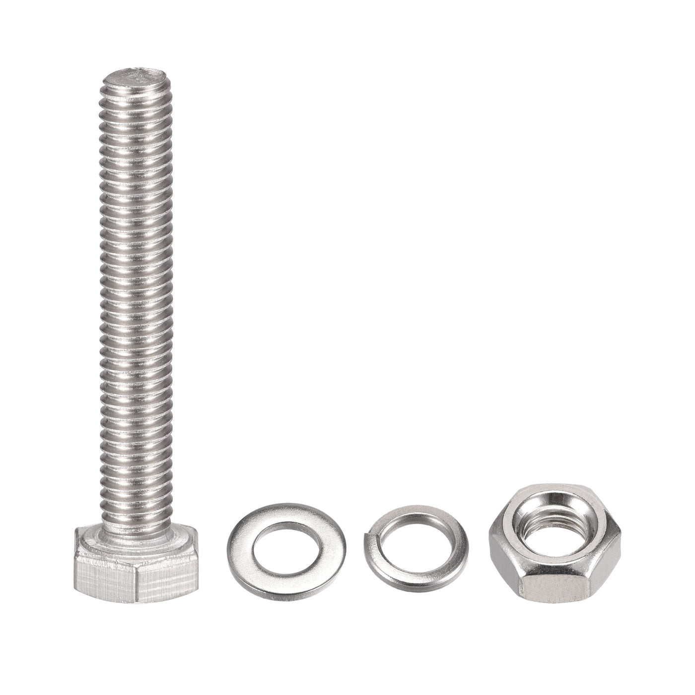 Uxcell Uxcell M6 x 20mm Hex Head Screws Bolts, Nuts, Flat & Lock Washers Kits, 304 Stainless Steel Fully Thread Hexagon Bolts 10 Sets
