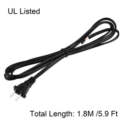 Harfington Uxcell US Plug Lamp Cord, SPT-2 18AWG Power Wire 1.8M Black, Replacement Lamp Repair Part, UL Listed 3Pcs
