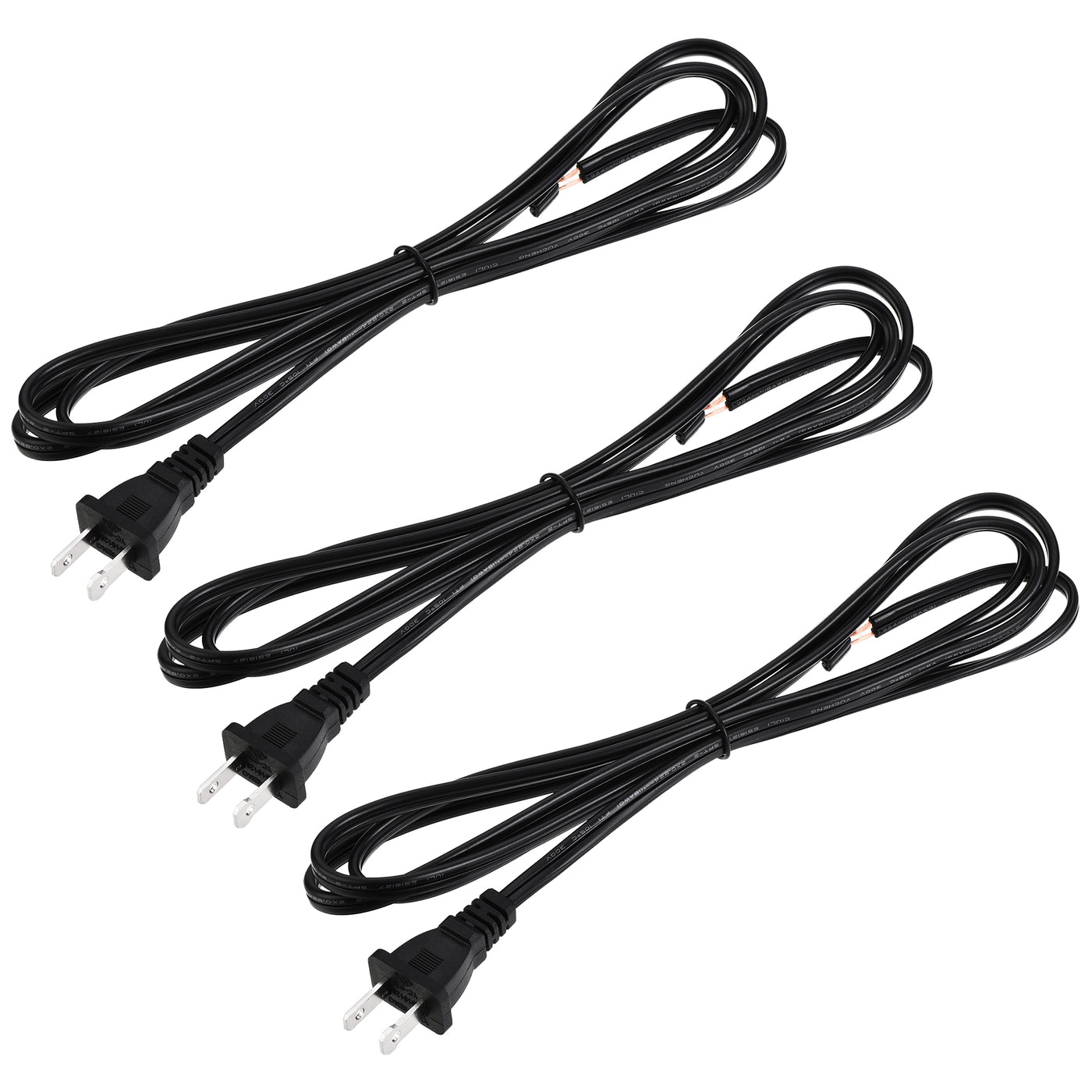 uxcell Uxcell US Plug Lamp Cord, SPT-2 18AWG Power Wire 1.8M Black, Replacement Lamp Repair Part, UL Listed 3Pcs