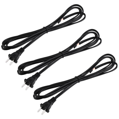 Harfington Uxcell US Plug Lamp Cord, SPT-2 18AWG Power Wire 1.8M Black, Replacement Lamp Repair Part, UL Listed 3Pcs