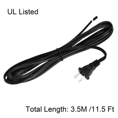 Harfington Uxcell US Plug Lamp Cord, SPT-2 18AWG Power Wire 3.5M Black, Replacement Lamp Repair Part, UL Listed 2Pcs