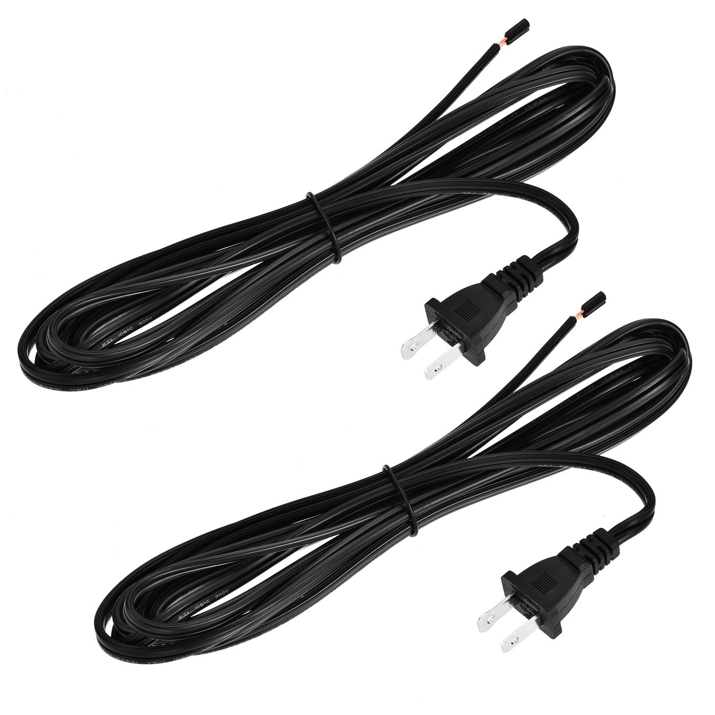 uxcell Uxcell US Plug Lamp Cord, SPT-2 18AWG Power Wire 3.5M Black, Replacement Lamp Repair Part, UL Listed 2Pcs