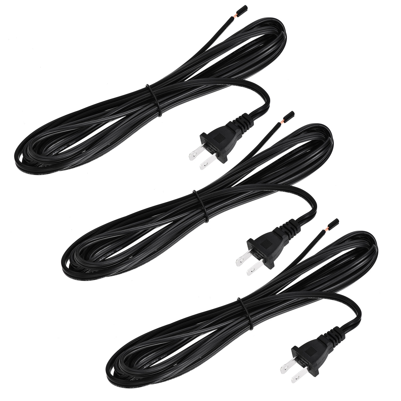 uxcell Uxcell US Plug Lamp Cord, SPT-2 18AWG Power Wire 3.5M Black, UL Listed, Replacement Lamp Repair Part 3Pcs