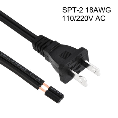 Harfington Uxcell US Plug Lamp Cord with Switch, SPT-2 18AWG Power Wire 1.8M Black, UL Listed