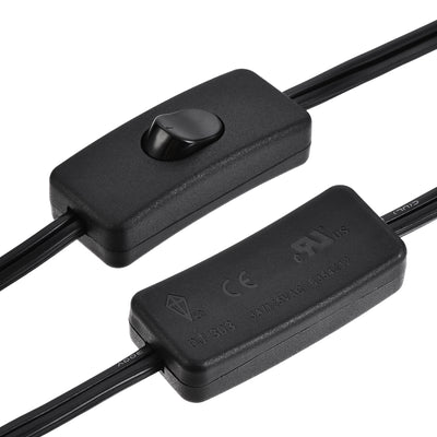 Harfington Uxcell US Plug Lamp Cord with Switch, SPT-2 18AWG Power Wire 1.8M Black, UL Listed 2Pcs