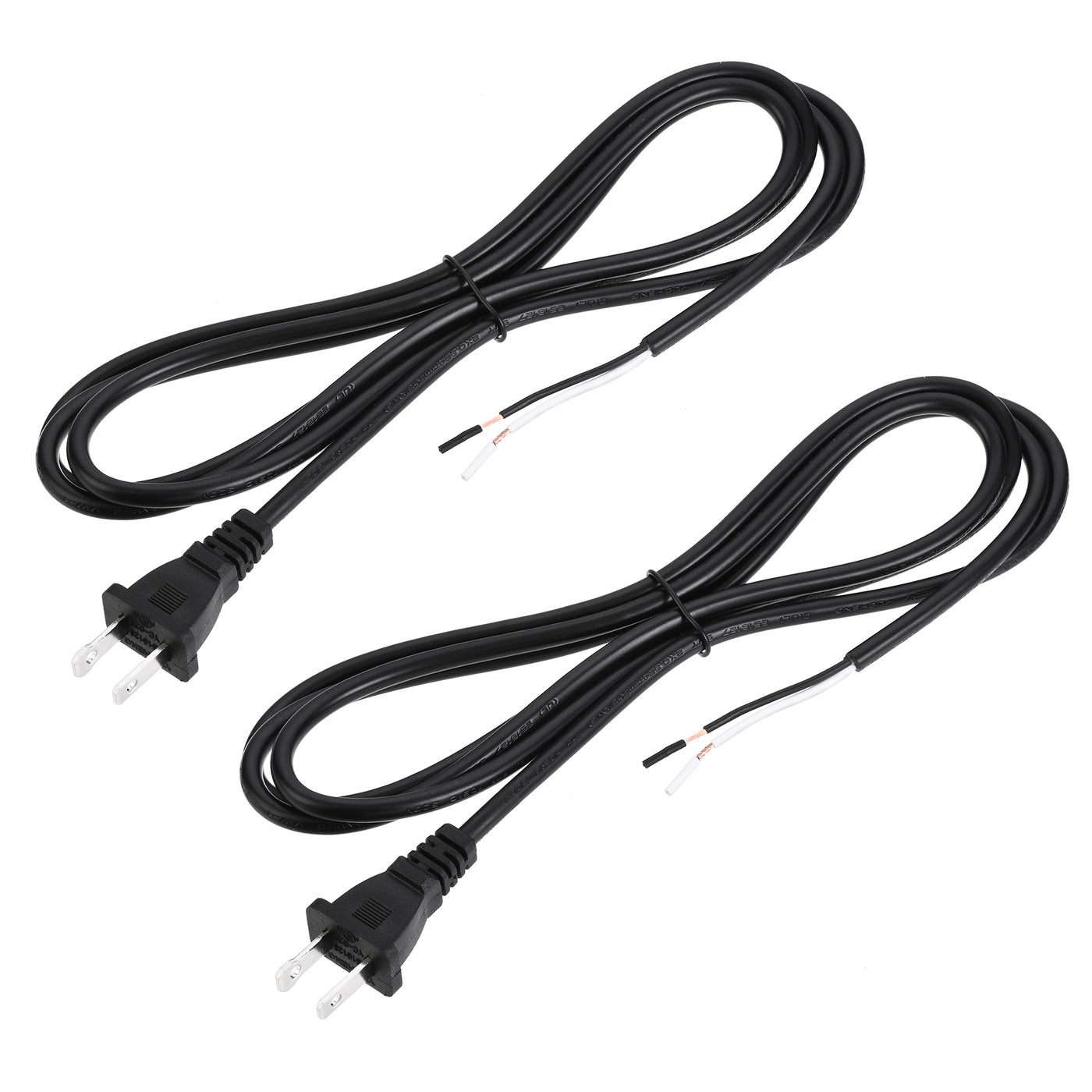 uxcell Uxcell US Plug Lamp Cord, SVT 18AWG Power Wire 1.8M Black, UL Listed, Pack of 2