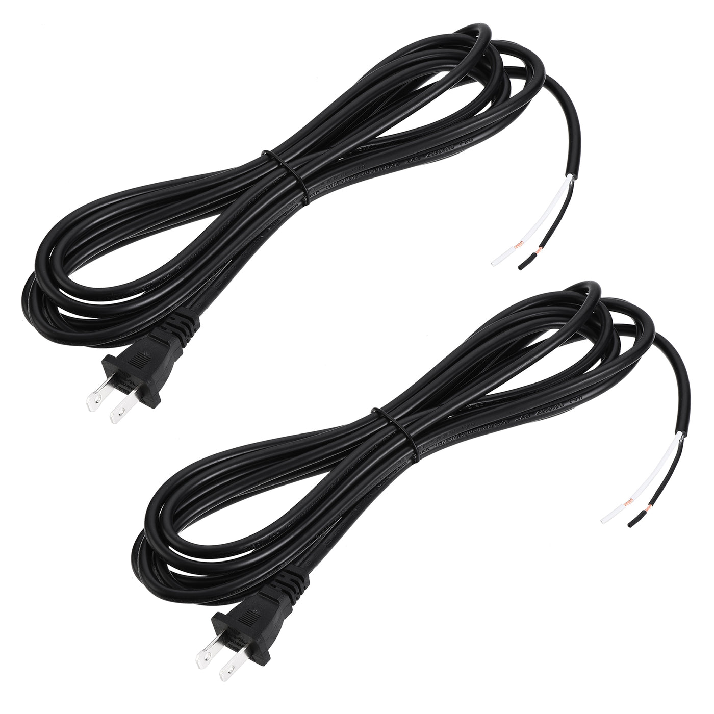 uxcell Uxcell US Plug Lamp Cord, SVT 18AWG Power Wire 3.5M Black, UL Listed, Pack of 2