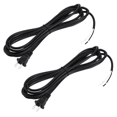 Harfington Uxcell US Plug Lamp Cord, SVT 18AWG Power Wire 3.5M Black, UL Listed, Pack of 2