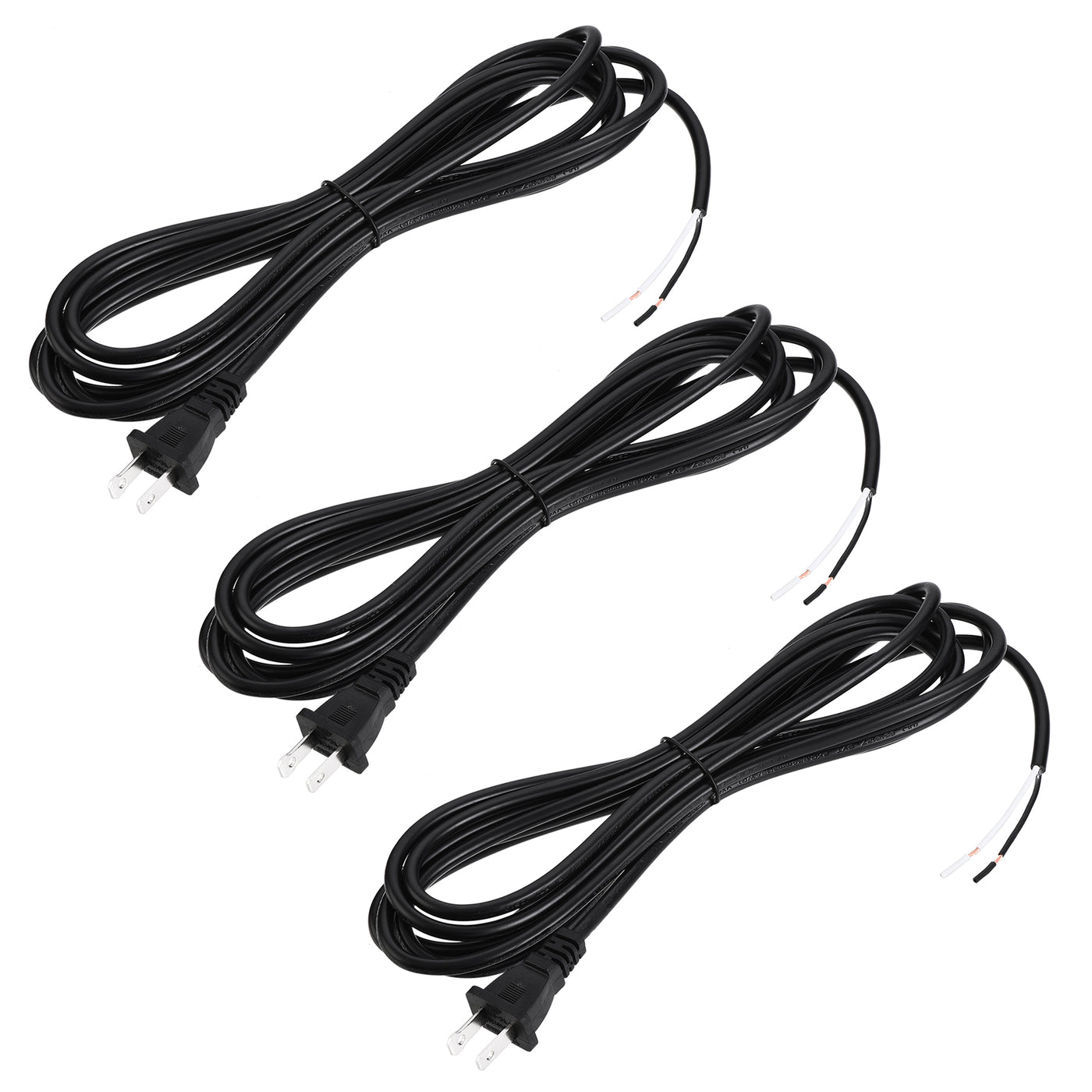 uxcell Uxcell US Plug Lamp Cord, SVT 18AWG Power Wire 3.5M Black, UL Listed, Pack of 3