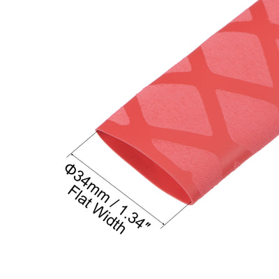 Harfington Uxcell Heat Shrink Wrap Tubing 20mm Dia 32mm Flat 3.3ft 1.8:1 rate Red