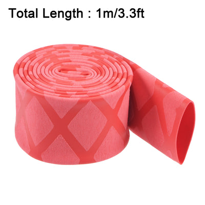 Harfington Uxcell Heat Shrink Wrap Tubing 20mm Dia 32mm Flat 3.3ft 1.8:1 rate Red