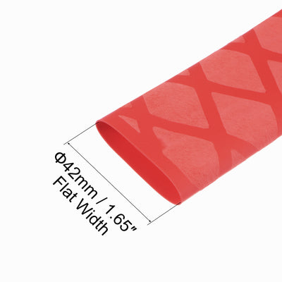 Harfington Uxcell Heat Shrink Wrap Tubing 25mm Dia 42mm Flat 3.3ft 1.8:1 rate Red
