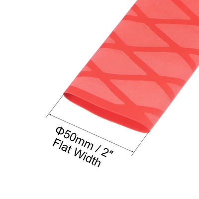 Harfington Uxcell Heat Shrink Wrap Tubing 30mm Dia 50mm Flat 3.3ft 1.8:1 rate Red