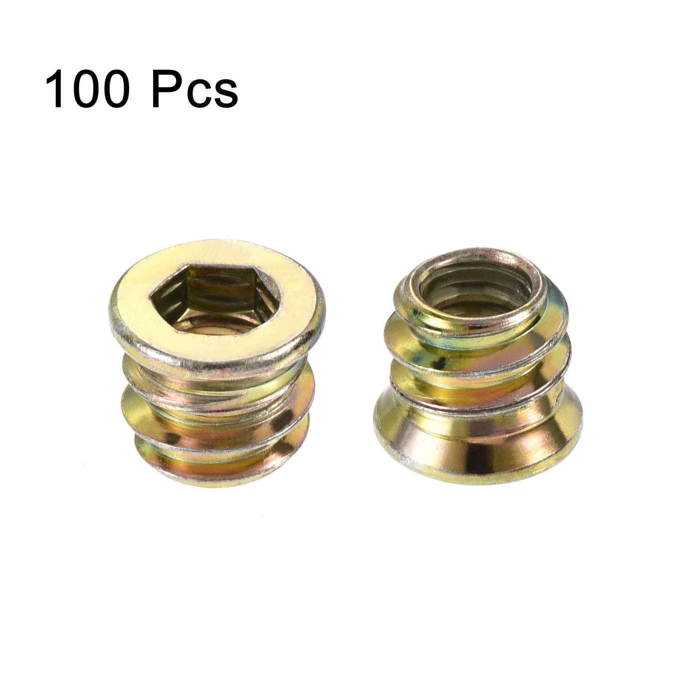 uxcell Uxcell 1/4"-20x10mm Threaded Insert Nuts Hex Socket Drive for Wood Furniture 100pcs