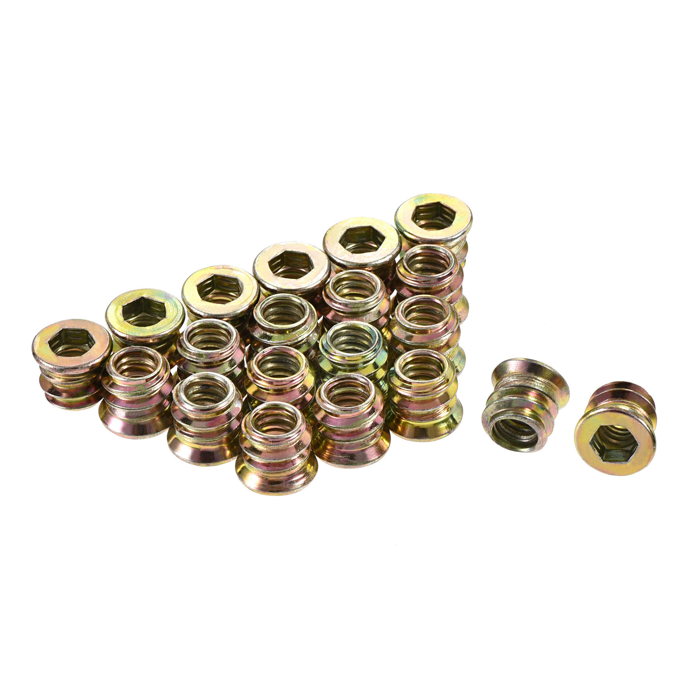 uxcell Uxcell 1/4"-20x10mm Threaded Insert Nuts Hex Socket Drive for Wood Furniture 100pcs