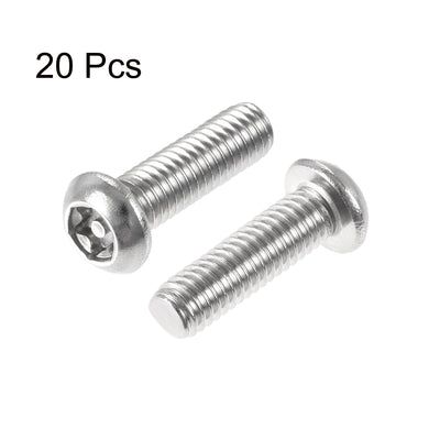 Harfington Uxcell M6x20mm Torx Security Machine Screw, 20pcs Pan Head Screws Inside Column, with T30 L-Type Wrench, 304 Stainless Steel Fasteners Bolts