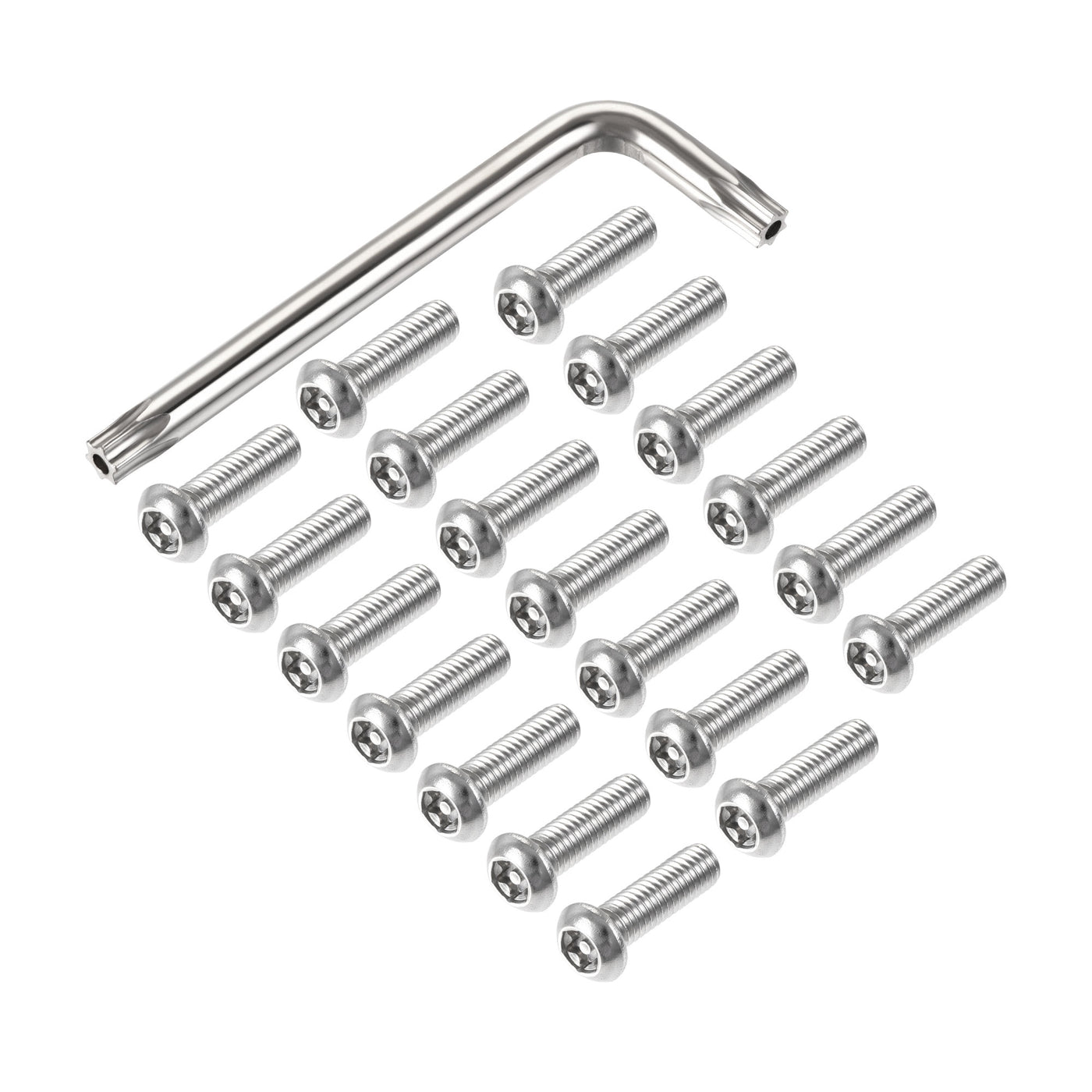 uxcell Uxcell M6x20mm Torx Security Machine Screw, 20pcs Pan Head Screws Inside Column, with T30 L-Type Wrench, 304 Stainless Steel Fasteners Bolts