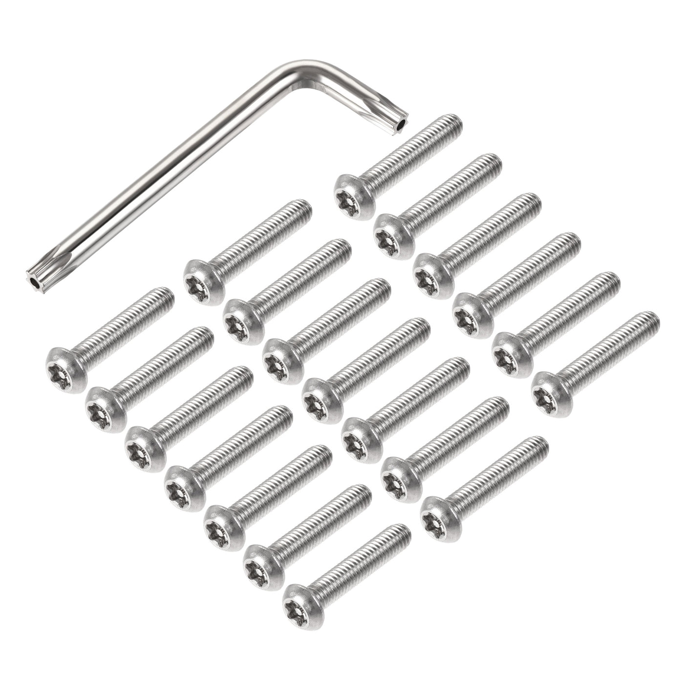 uxcell Uxcell M6x30mm Torx Security Machine Screw, 20pcs Pan Head Screws Inside Column, with T30 L-Type Wrench, 304 Stainless Steel Fasteners Bolts