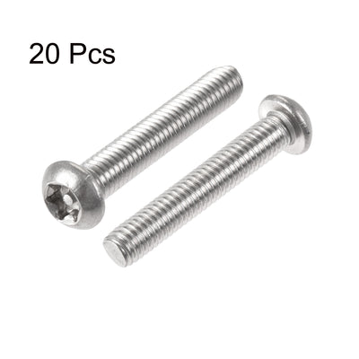 Harfington Uxcell M6x35mm Torx Security Machine Screw, 20pcs Pan Head Screws Inside Column, with T30 L-Type Wrench, 304 Stainless Steel Fasteners Bolts