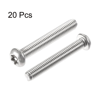 Harfington Uxcell M6x40mm Torx Security Machine Screw, 20pcs Pan Head Screws Inside Column, with T30 L-Type Wrench, 304 Stainless Steel Fasteners Bolts