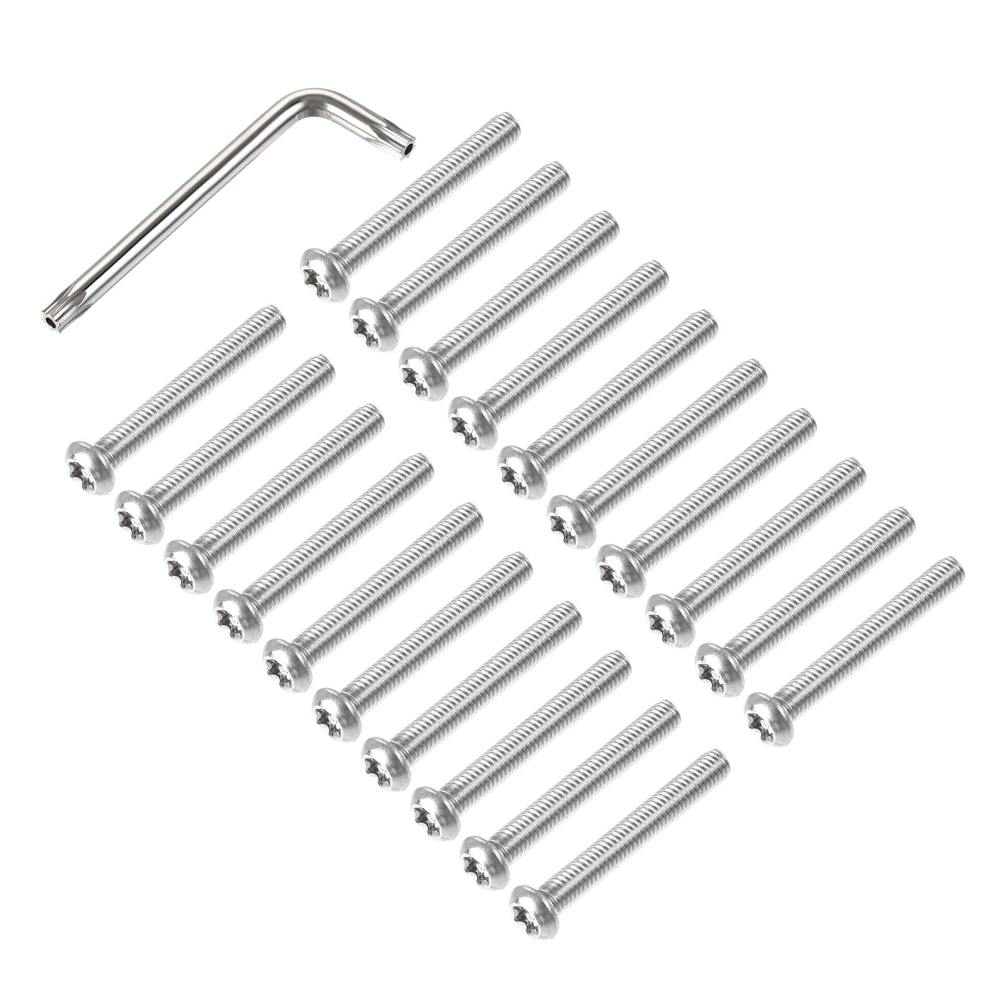 uxcell Uxcell M6x45mm Torx Security Machine Screw, 20pcs Pan Head Screws Inside Column, with T30 L-Type Wrench, 304 Stainless Steel Fasteners Bolts