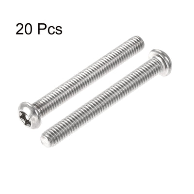 Harfington Uxcell M6x50mm Torx Security Machine Screw, 20pcs Pan Head Screws Inside Column, with T30 L-Type Wrench, 304 Stainless Steel Fasteners Bolts