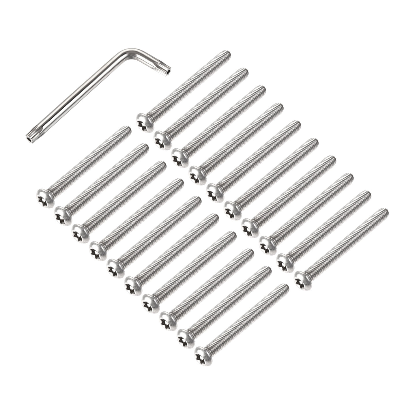 uxcell Uxcell M6x55mm Torx Security Machine Screw, 20pcs Pan Head Screws Inside Column, with T30 L-Type Wrench, 304 Stainless Steel Fasteners Bolts
