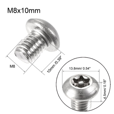 Harfington Uxcell M8x10mm Torx Security Machine Screw, 20pcs Pan Head Screws Inside Column, with T40 L-Type Wrench, 304 Stainless Steel Fasteners Bolts