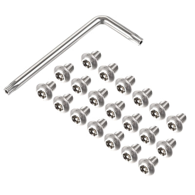 Harfington Uxcell M8x10mm Torx Security Machine Screw, 20pcs Pan Head Screws Inside Column, with T40 L-Type Wrench, 304 Stainless Steel Fasteners Bolts