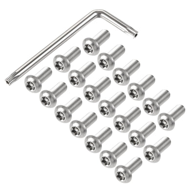 Harfington Uxcell M8x20mm Torx Security Machine Screw, 20pcs Pan Head Screws Inside Column, with T40 L-Type Wrench, 304 Stainless Steel Fasteners Bolts