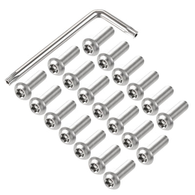 Harfington Uxcell M8x25mm Torx Security Machine Screw 20pcs Pan Head Screws with T40 L-Type Wrench