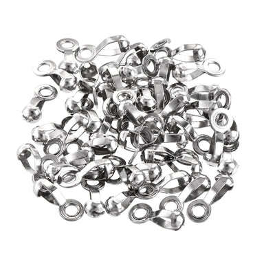 Harfington Uxcell Ball Chain Connector, 4mm 4.5mm Pull Loop Crimp Link Stainless Steel Connection, Pack of 50