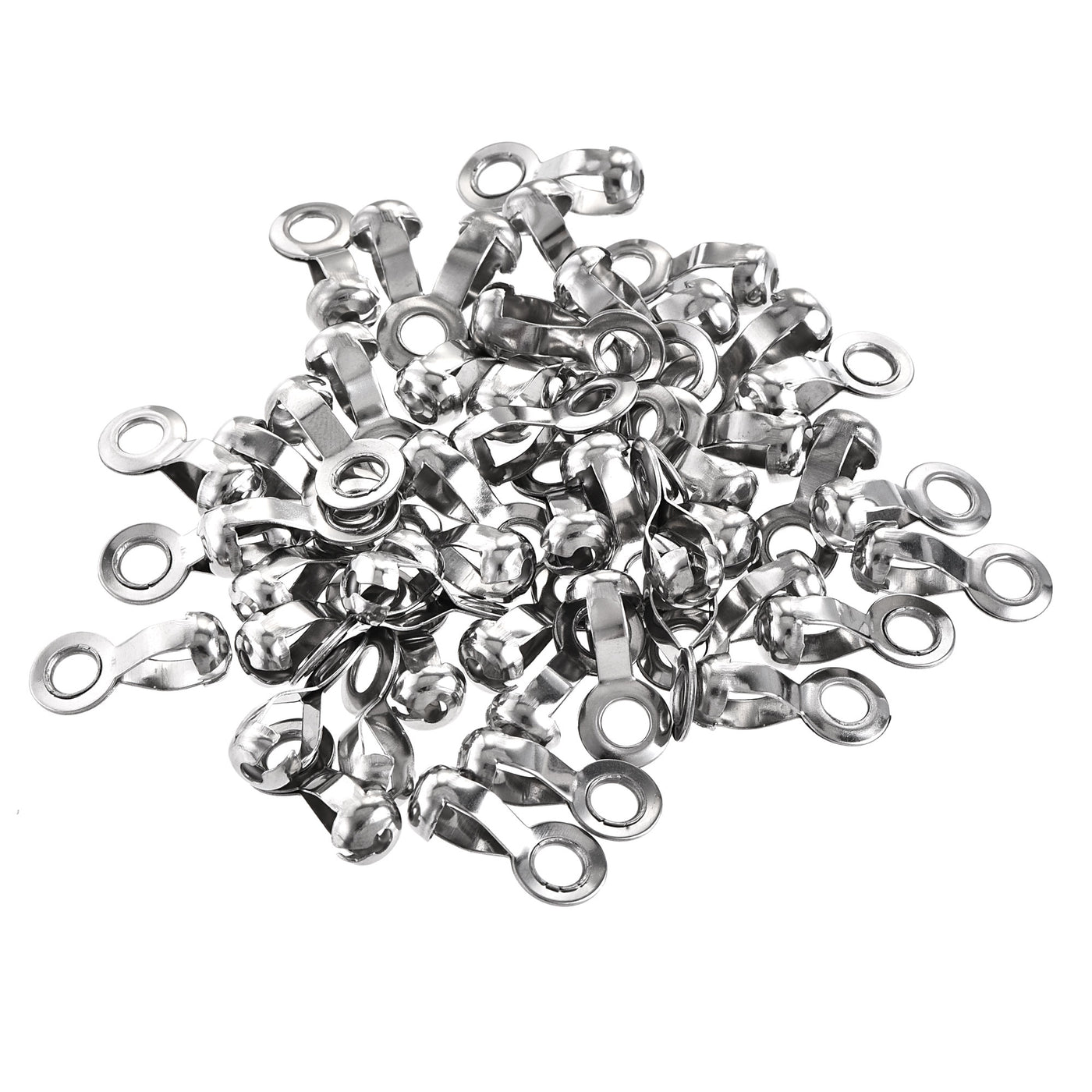 uxcell Uxcell Ball Chain Connector, 6mm 6.5mm Pull Loop Crimp Link Stainless Steel Connection, Pack of 50