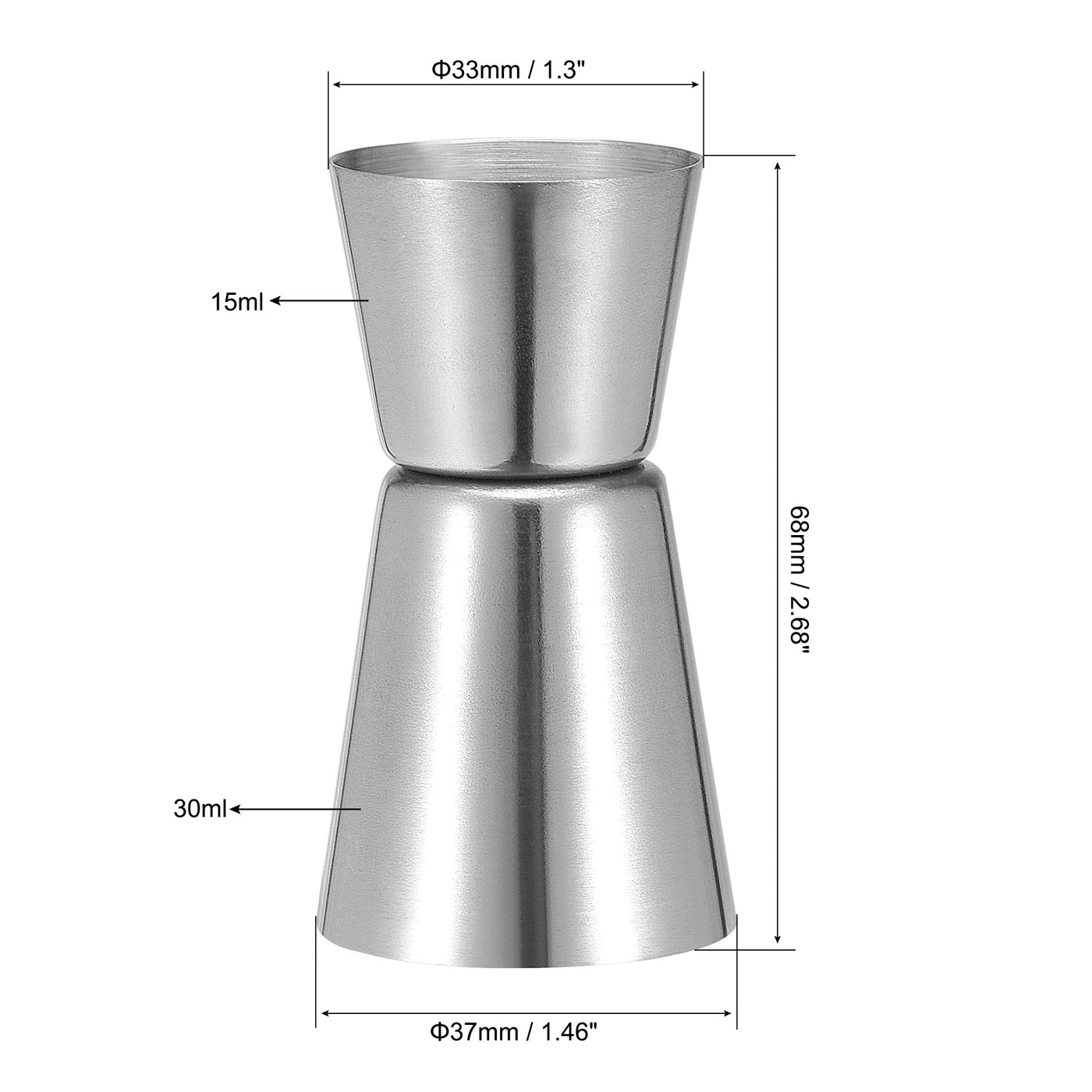 uxcell Uxcell Measuring Cup 30ml/15ml Stainless Steel Double Head Beaker Silver Tone 3Pcs