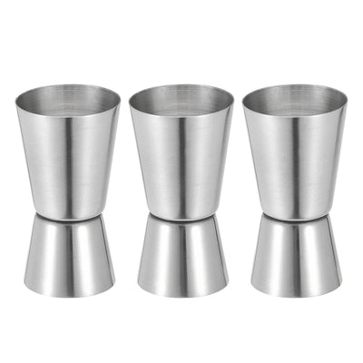 Harfington Uxcell Measuring Cup 30ml/15ml Stainless Steel Double Head Beaker Silver Tone 3Pcs