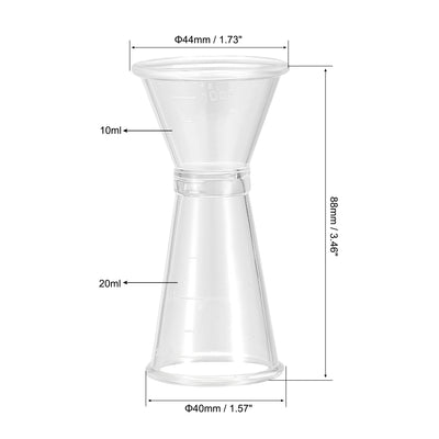 Harfington Uxcell Measuring Cup 20ml/10ml PC Plastic Double Head Beaker Clear 3Pcs
