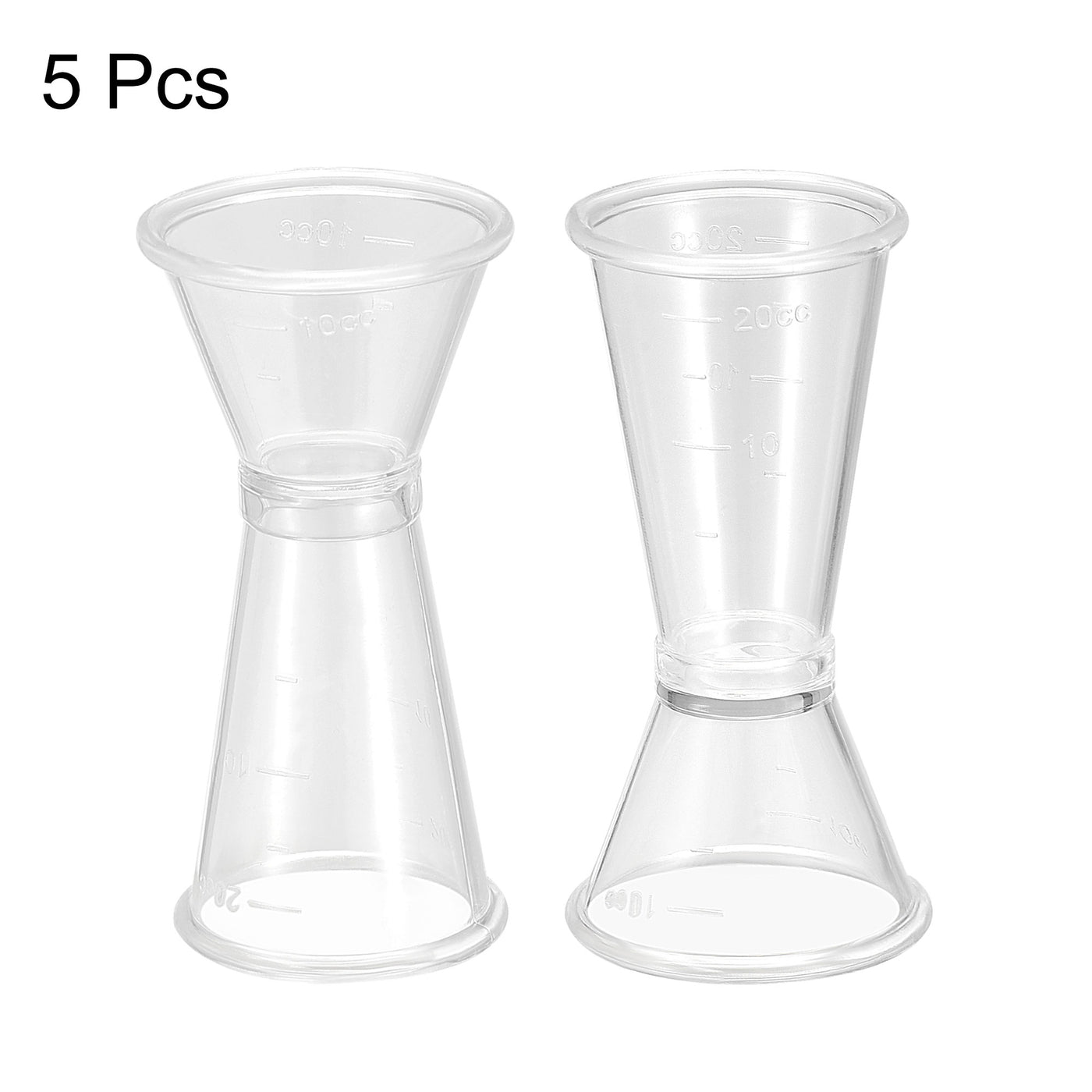 uxcell Uxcell Measuring Cup 20ml/10ml PC Plastic Double Head Beaker Clear 5Pcs