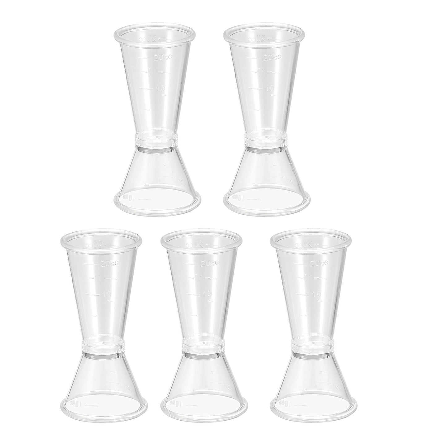 uxcell Uxcell Measuring Cup 20ml/10ml PC Plastic Double Head Beaker Clear 5Pcs