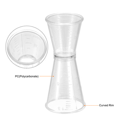 Harfington Uxcell Measuring Cup 40ml/20ml PC Plastic Double Head Beaker Clear 3Pcs