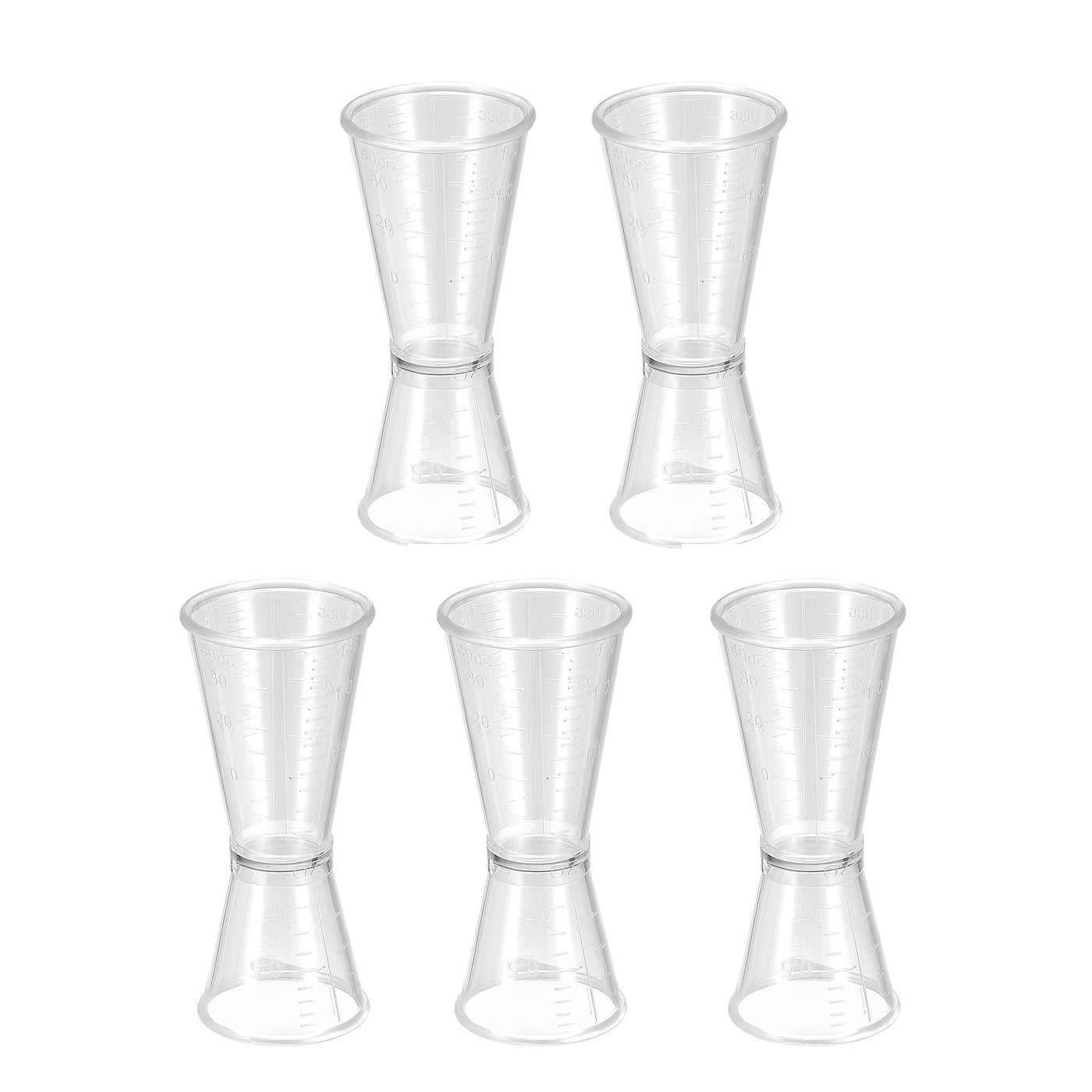 uxcell Uxcell Measuring Cup 40ml/20ml PC Plastic Double Head Beaker Clear 5Pcs