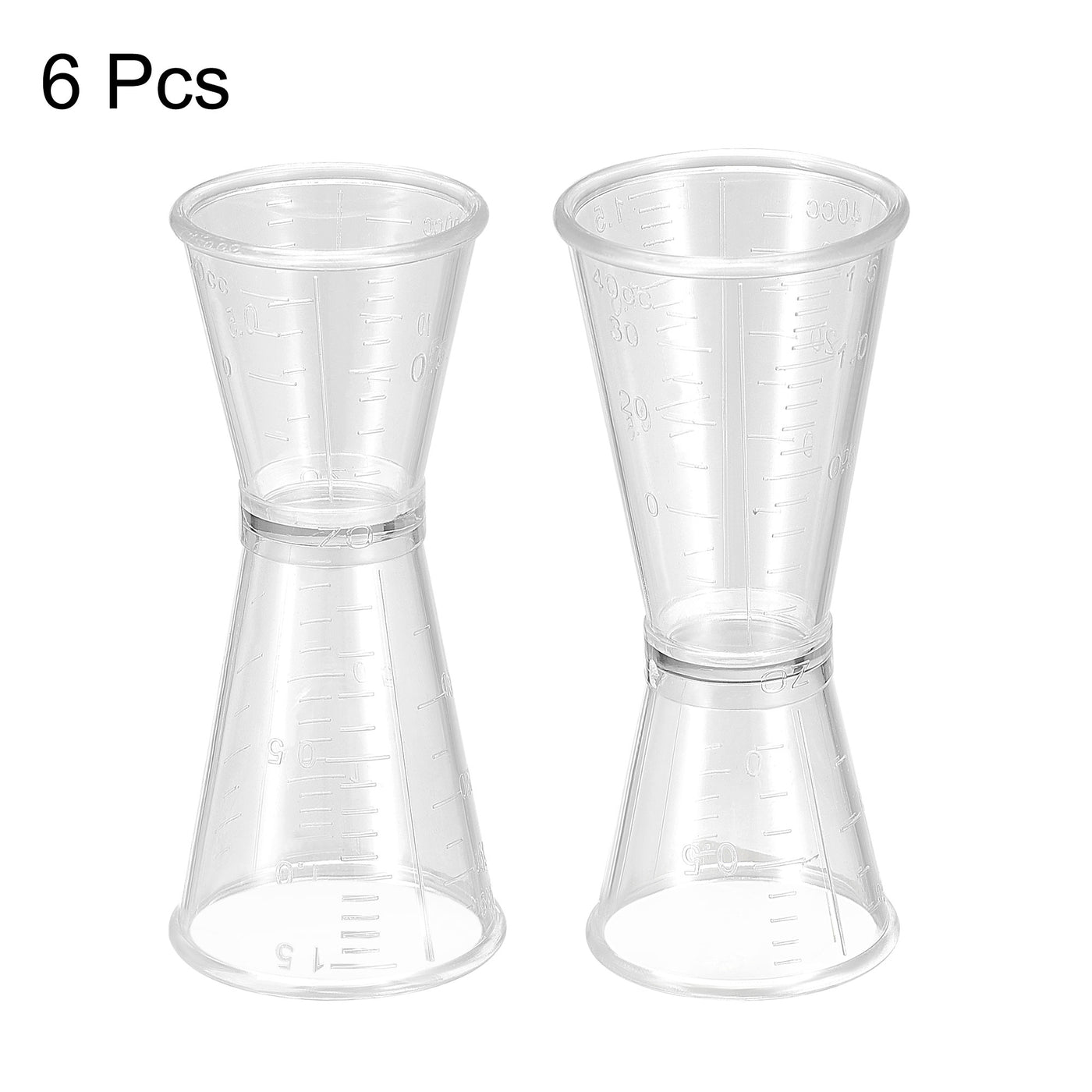 uxcell Uxcell Measuring Cup 40ml/20ml PC Plastic Double Head Beaker Clear 6Pcs