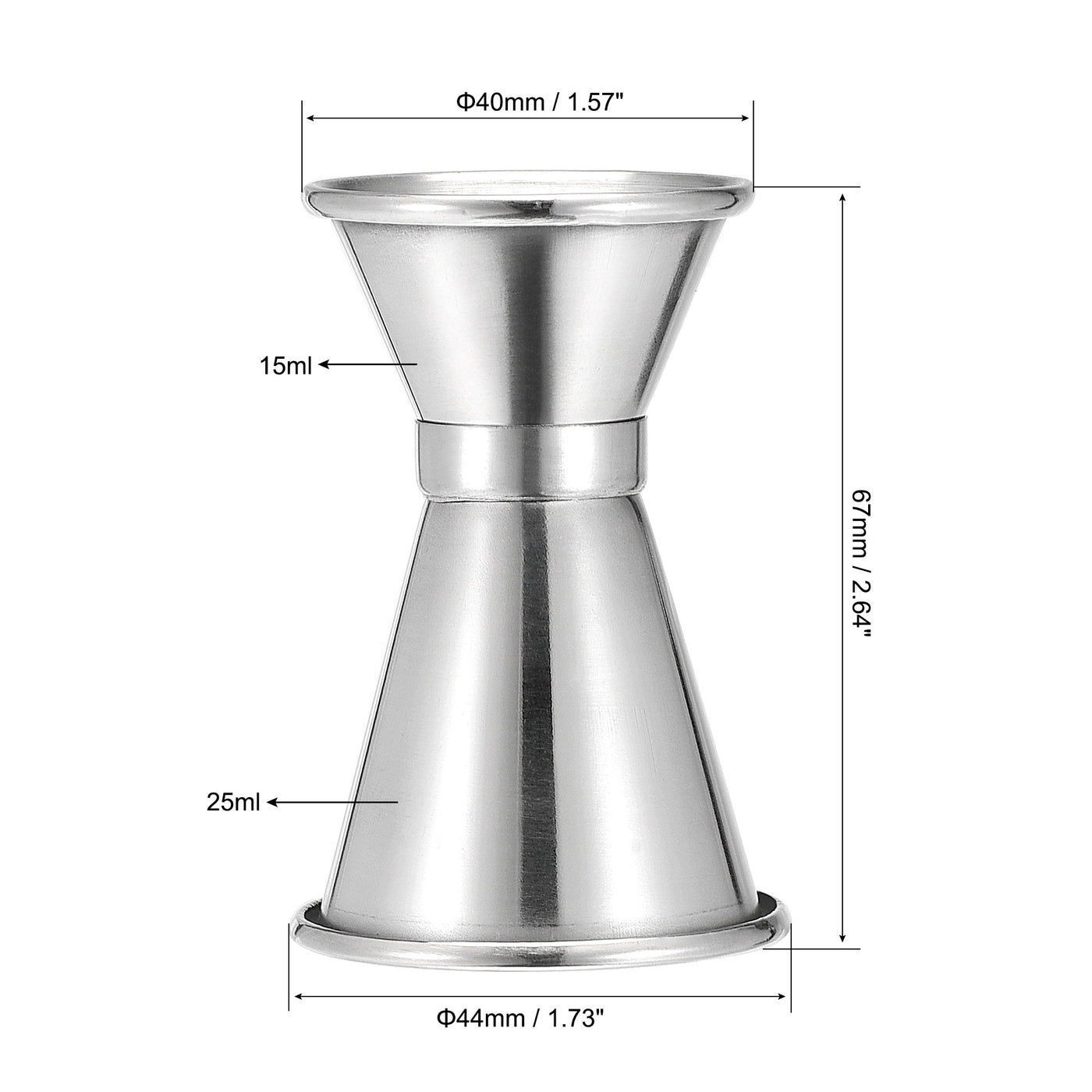 uxcell Uxcell Measuring Cup 25ml/15ml Stainless Steel Double Head Beaker Silver Tone