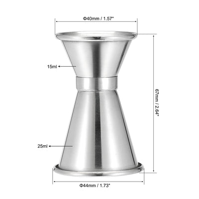 Harfington Uxcell Measuring Cup 25ml/15ml Stainless Steel Double Head Beaker Silver Tone