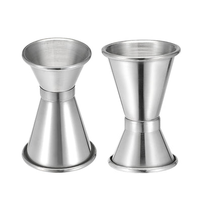 Harfington Uxcell Measuring Cup 25ml/15ml Stainless Steel Double Head Beaker Silver Tone