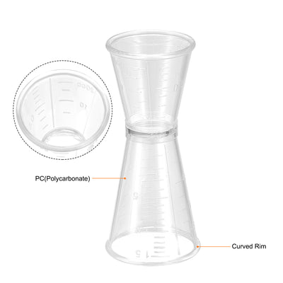 Harfington Uxcell Measuring Cup 20ml/10ml, 40ml/20ml, PC Plastic Double Head Beaker for Lab Kitchen Liquids 2in1 Set